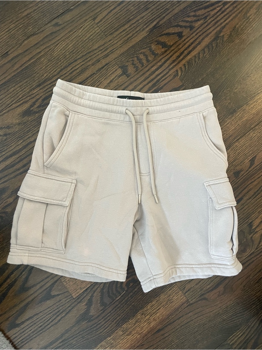 Hollister Men's Cargo Drawstring Shorts - Light Beige